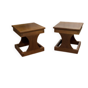 Pair of bedside tables, 1980s teak side tables.