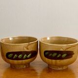 Set of 2 Japanese Chawan tea bowls + tray
