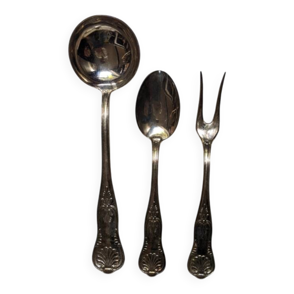 Couverts de service argent et métal inoxydable louche cuillère fourchette