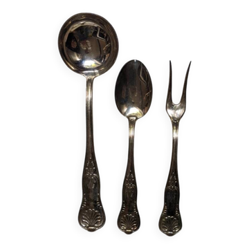 Couverts de service argent et métal inoxydable louche cuillère fourchette