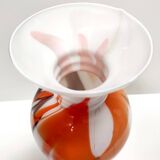 White, Orange and Brown Murano Glass Vase by Carlo Moretti, Italy