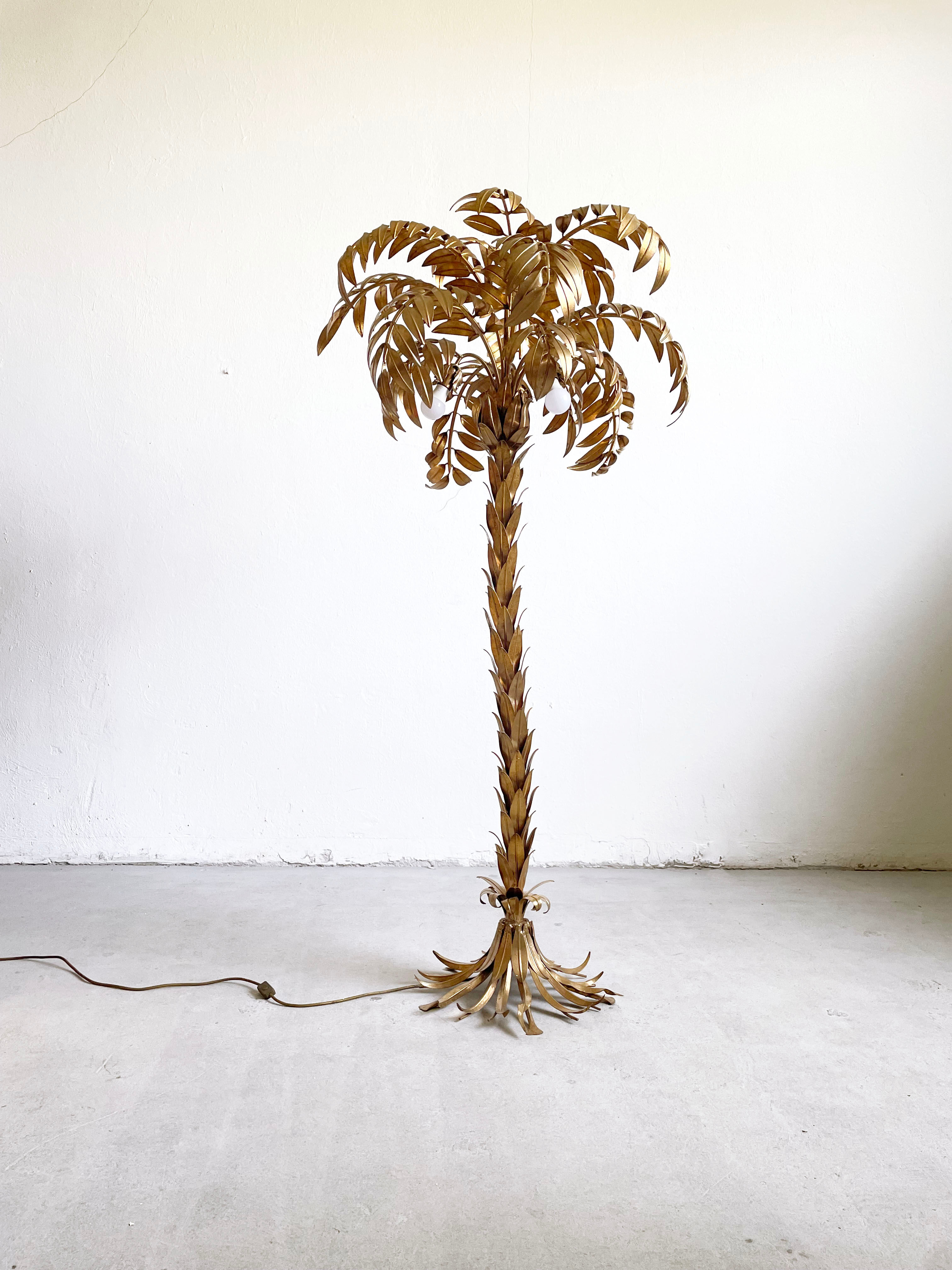 Large Hollywood Regency Palm-Tree Floor Lamp by Hans Kögl, Germany 1970s