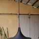 Vintage tulip hanging lamp in black metal and copper
