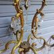 Antique cage chandelier in gilded bronze and crystal, 6 lights / working condition l gau