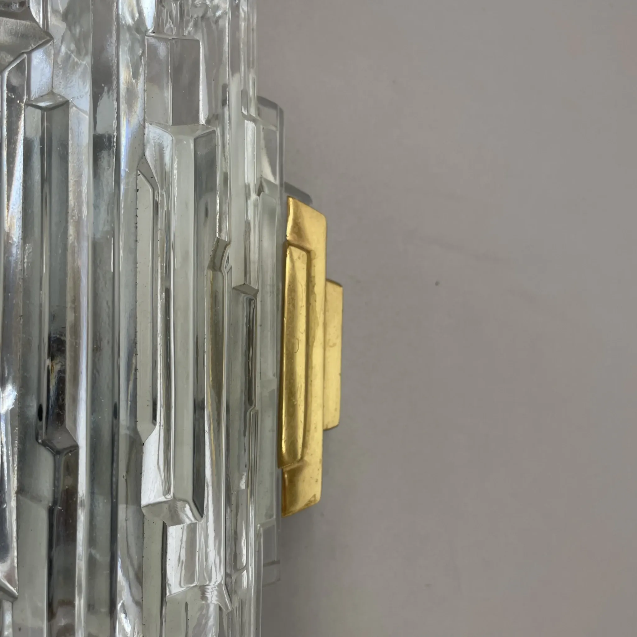 Beautiful CUBIC Ice Glass Wall Light by Hillebrand Lights, Germany, 1970s
