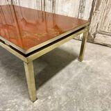 Guy Lefèvre coffee table for Maison JANSEN, imitation lacquer top, circa 1970.