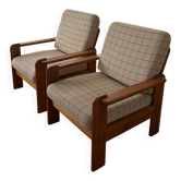 Paire de fauteuils en pin vintage 
