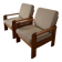 Paire de fauteuils en pin vintage 