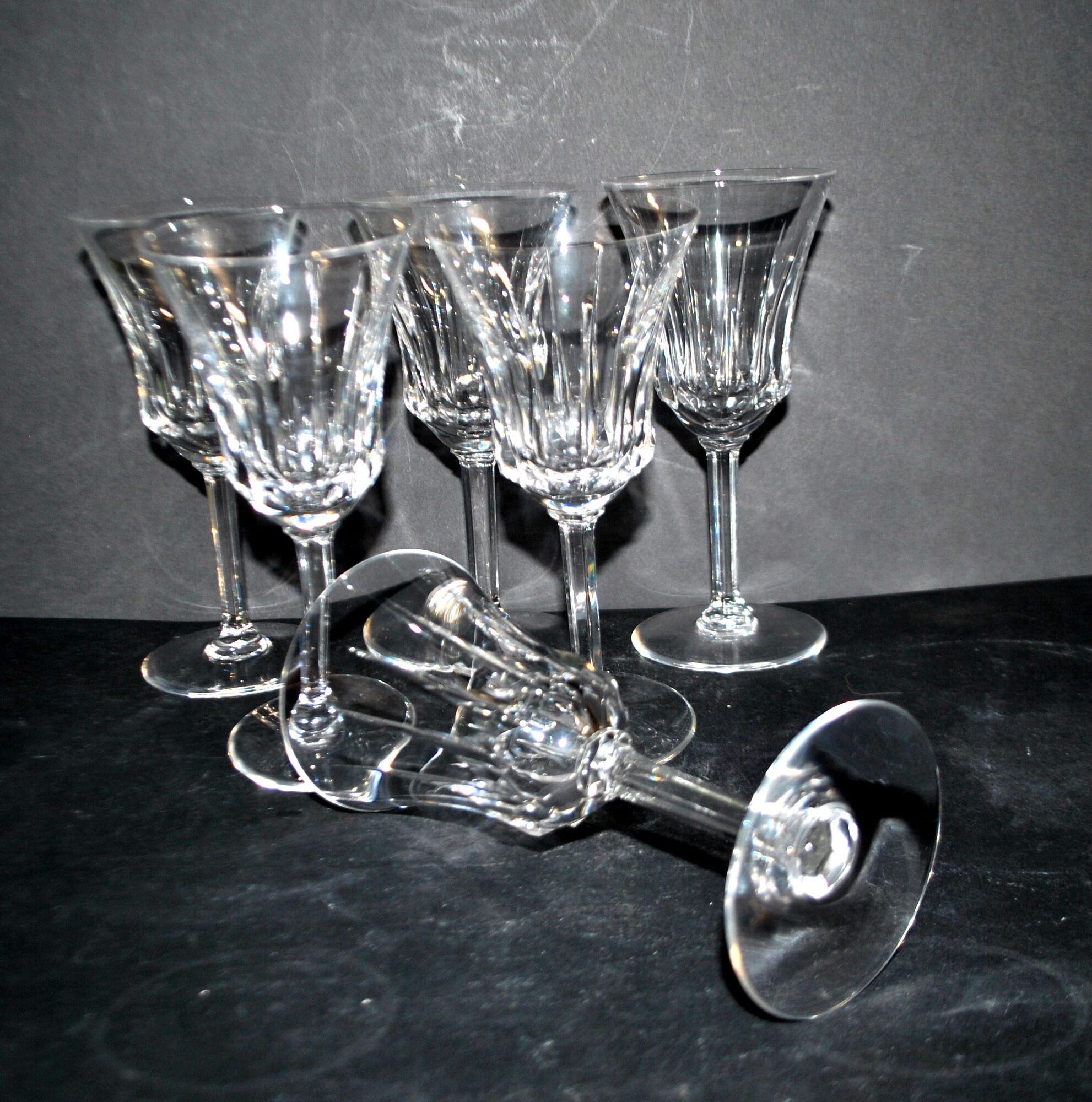 Set of 6 flared crystal wine glasses in Concorde Cerdagne style H15.2.
