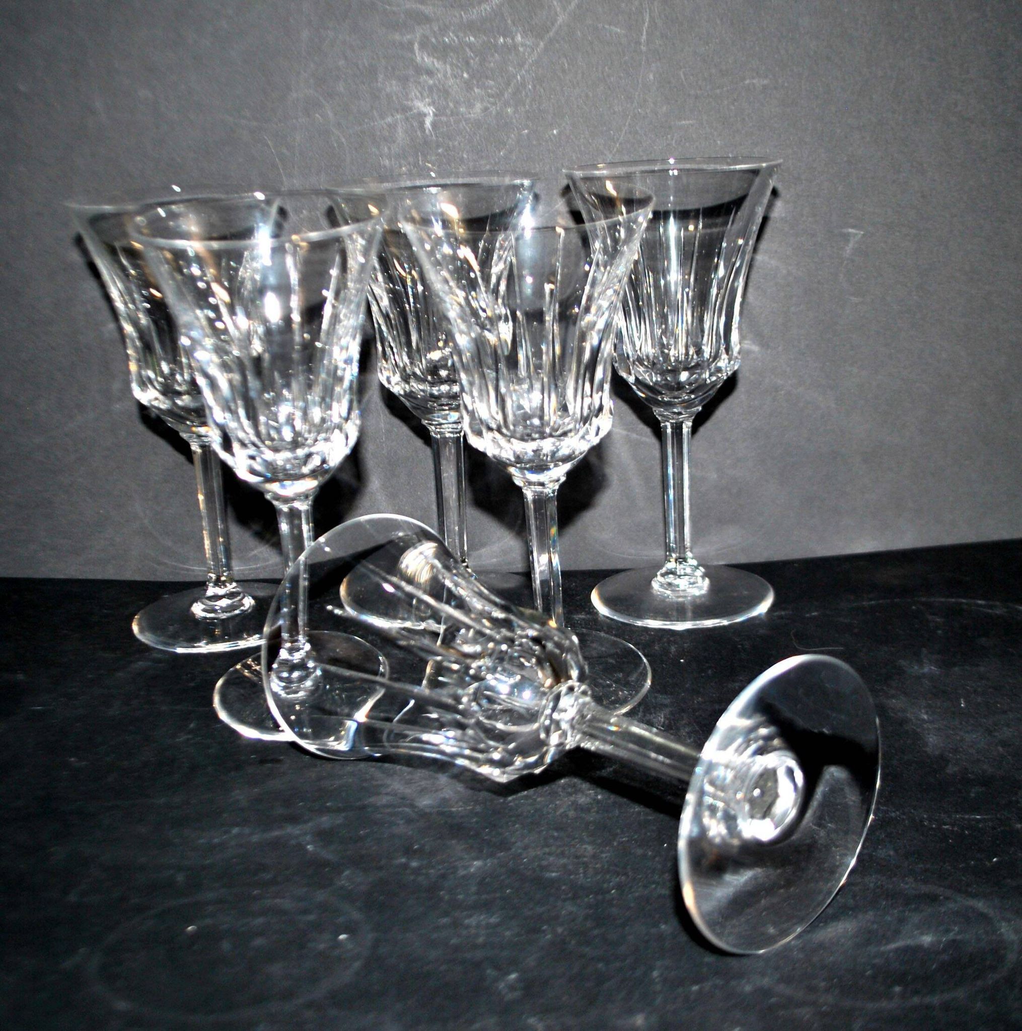Set of 6 flared crystal wine glasses in Concorde Cerdagne style H15.2.