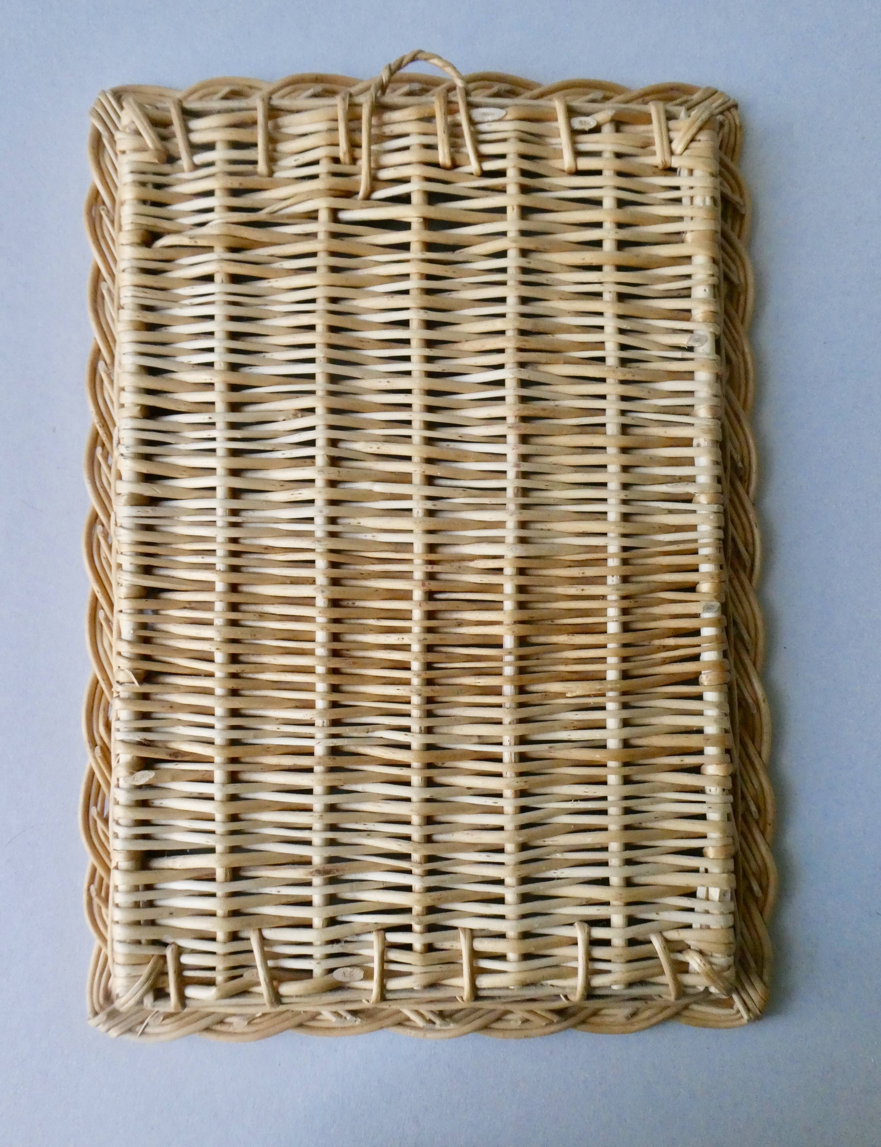Rectangular rattan braided mirror, 29 by 41.5 cm