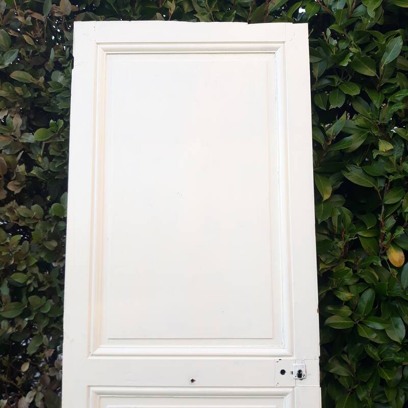 Communication door H219.5xL80cm, old panelled and moulded.