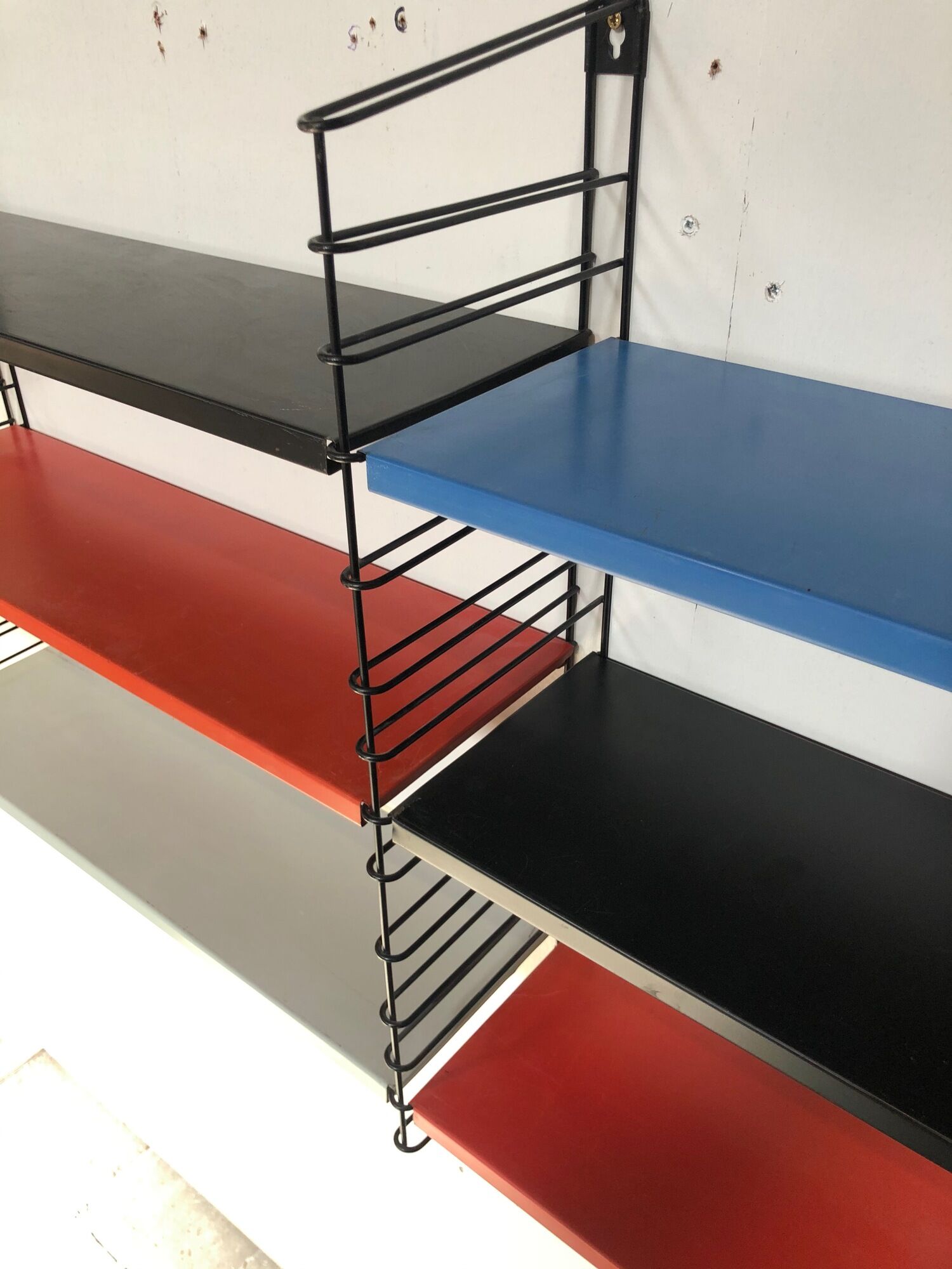 Vintage D. Dekker for Tomado Holland - Wall shelf with metal shelves