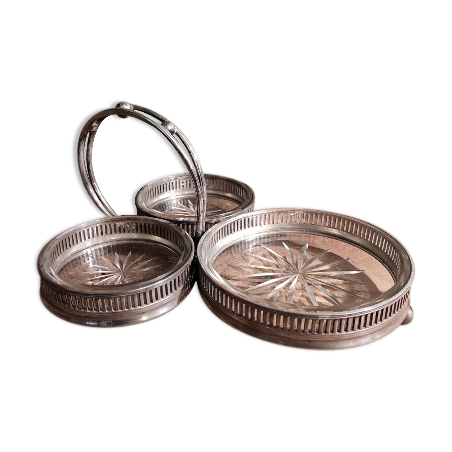 Antique German Silverplate Snack Tray by B. Bohrmann, Frankfurt, 1887-1899
