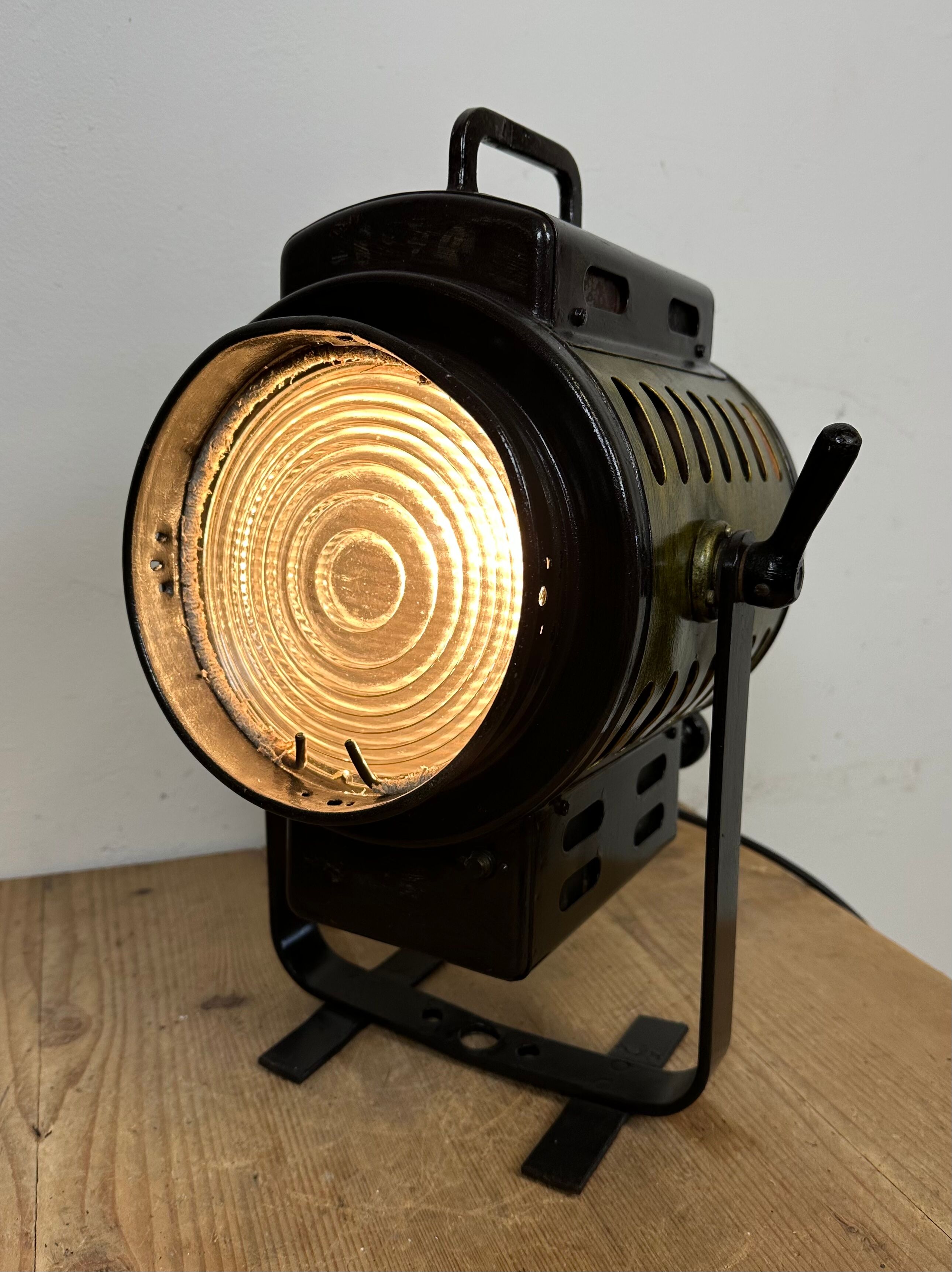 Vintage black theatre spotlight table lamp, 1960s