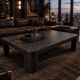 Industrial coffee table in riveted metal from around 1920 – black patina – 145 × 80 cm