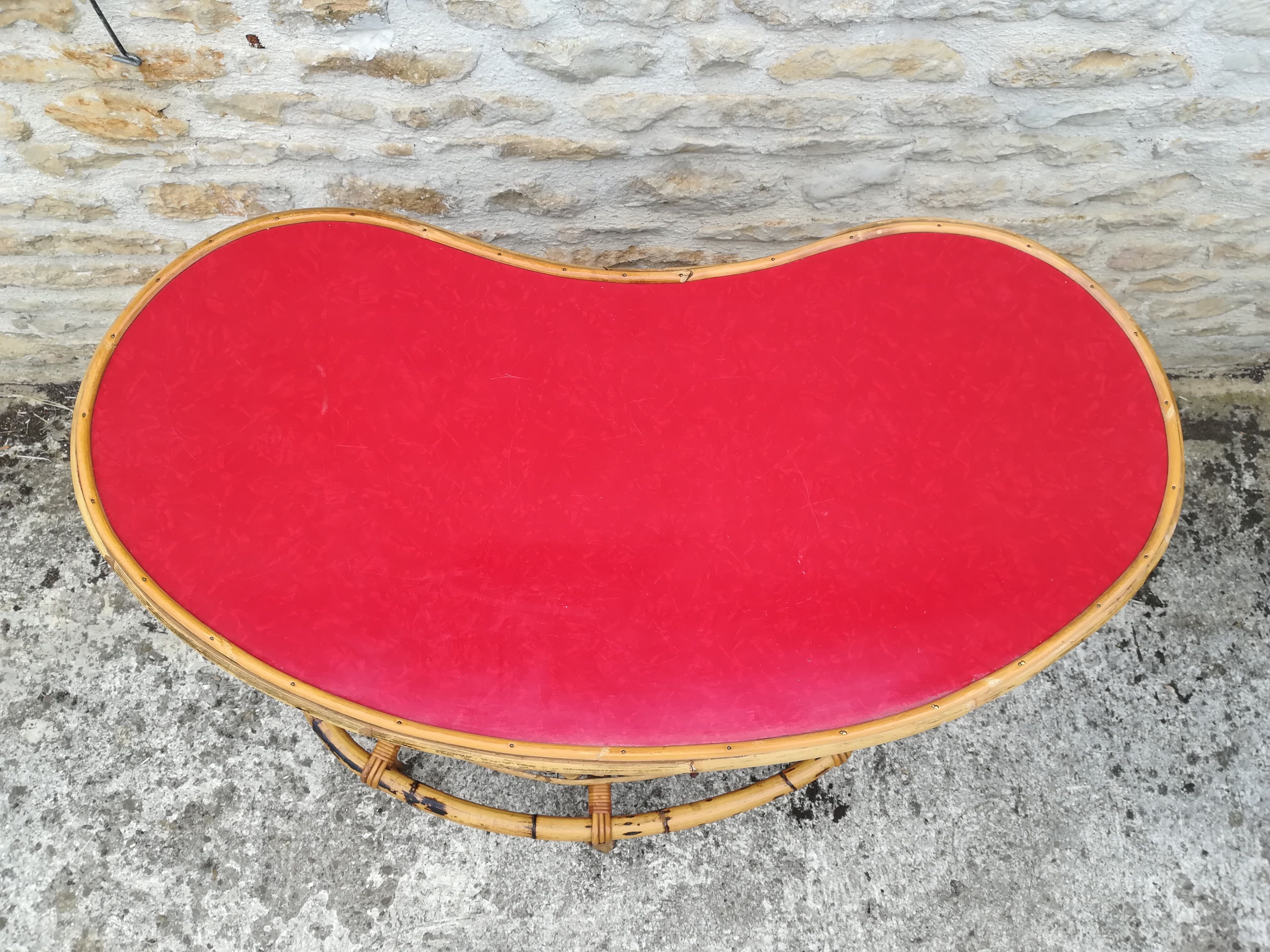 Bamboo tiki bar and two stools