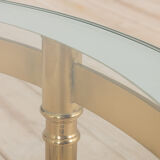 Laiton et verre français table basse ronde