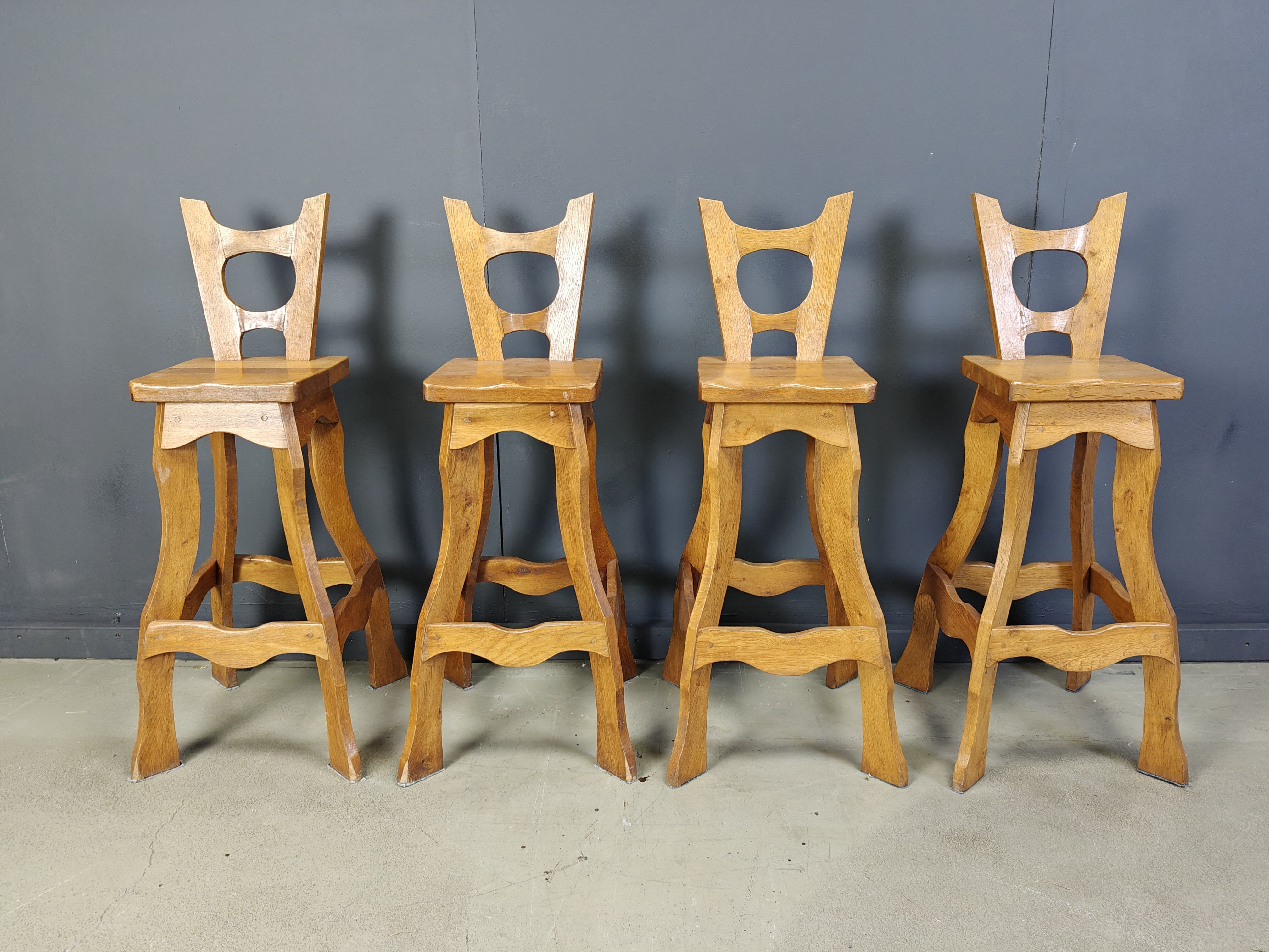 Vintage brutalist bar stools, set of 4 - 1960s