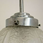 french art deco light in chrome with 3 floral opaque glass shades