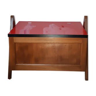 Teak and formica toy chest