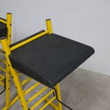 Paire de tabouret de bar italien ajustables jaune laqué et noir