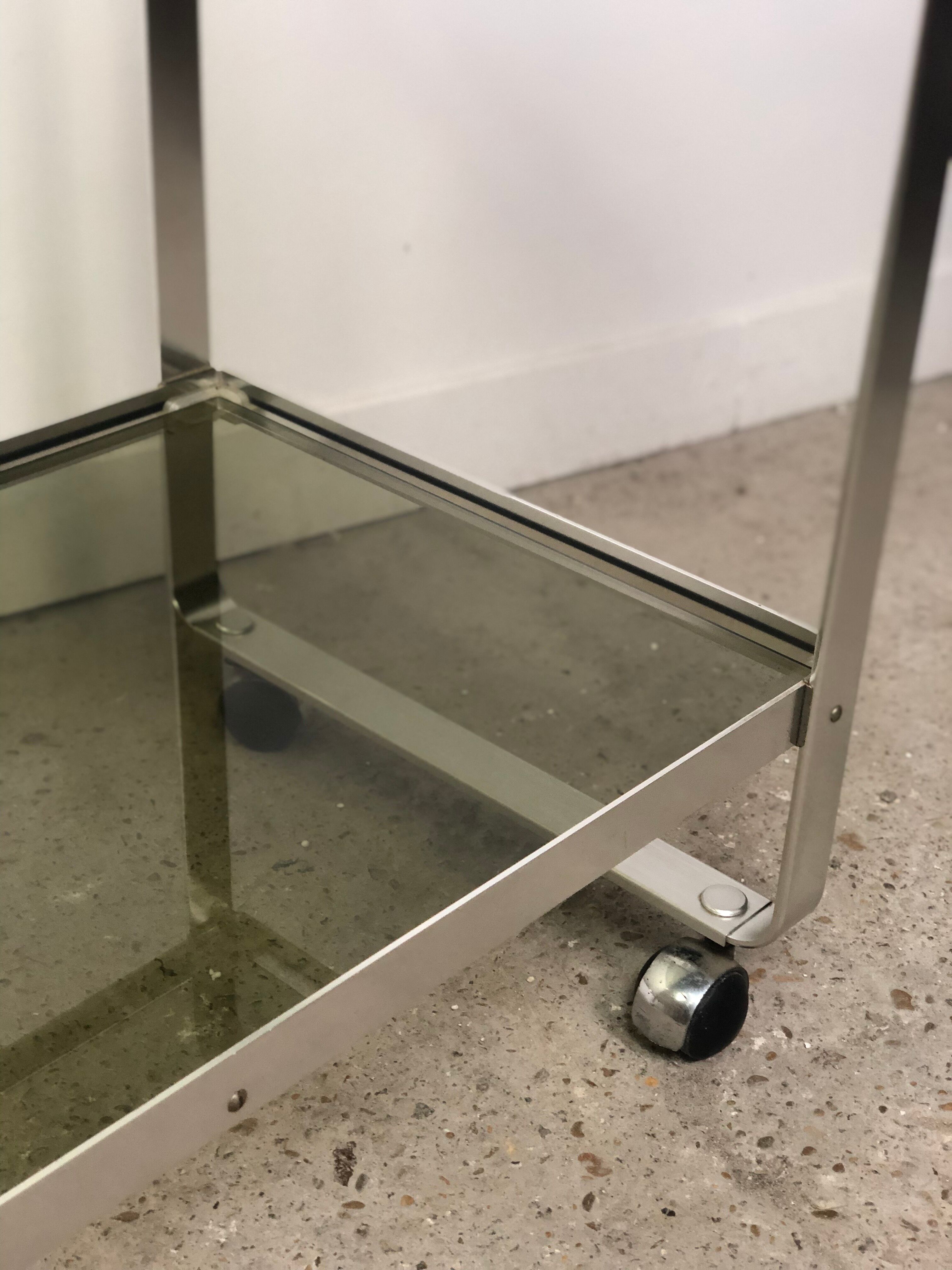 Rolling table in italian vintage aluminum by Martini and Rossi 1970