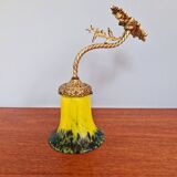 Wall sconce in gilded bronze and yellow/blue speckled glass