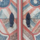 Armoire de mariage peinte en art populaire rustique exceptionnel de 1784
