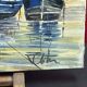 Painting Oil on canvas, Marine, Boat at anchor signature to identify