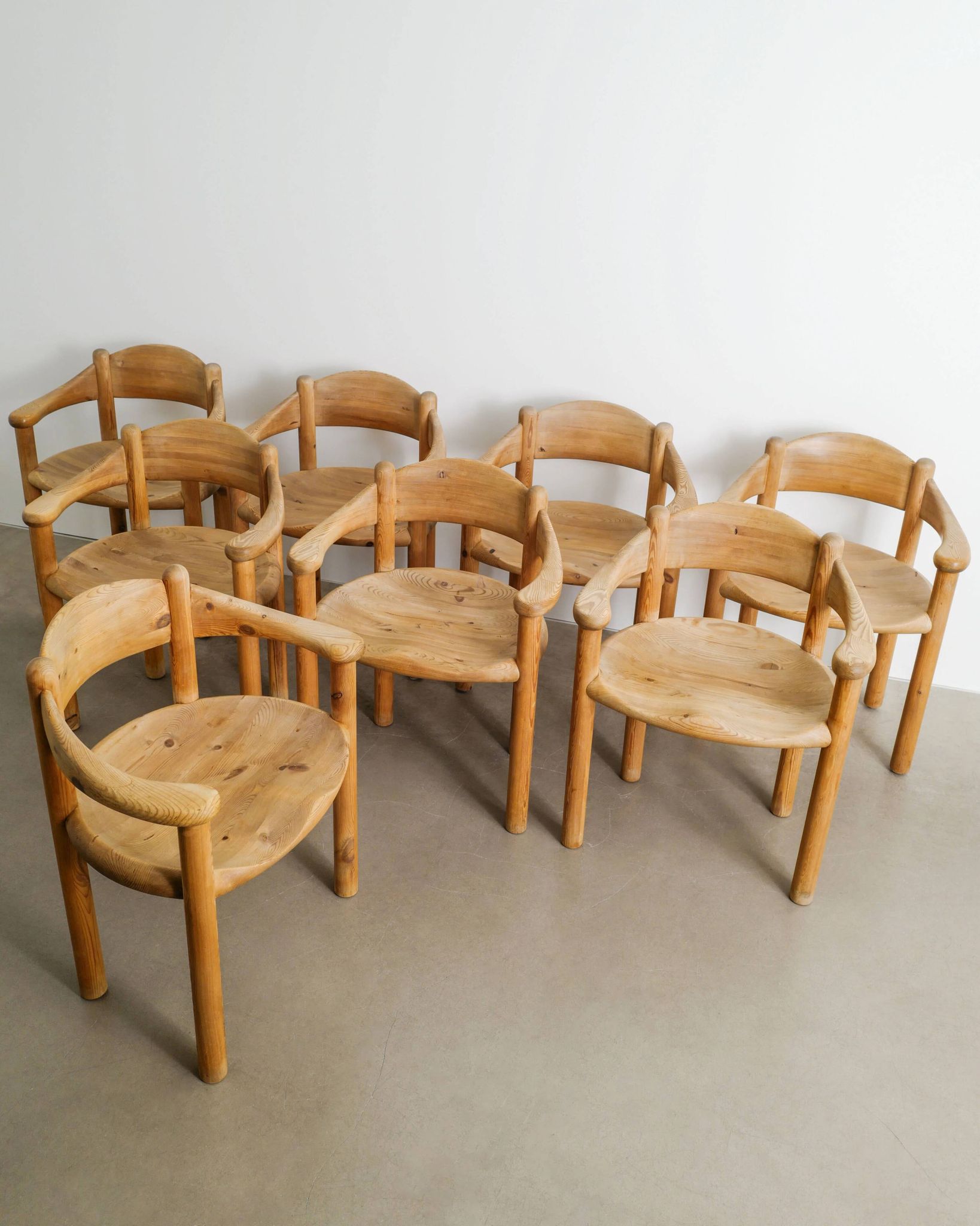 Vintage Danish Set of Eight Rainer Daumiller Wooden Dining Chairs, 1970s