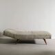 Swedish Mid Century Wooden Daybed in Teak and Beige Hide, 1960s