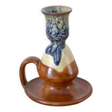 Ceramic Candlestick Holder, Vintage Studio Pottery, Drip Glaze Candleholder