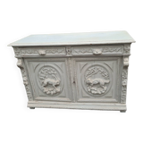 Ancien buffet de chasse patine d'origine beige / meuble de chasse