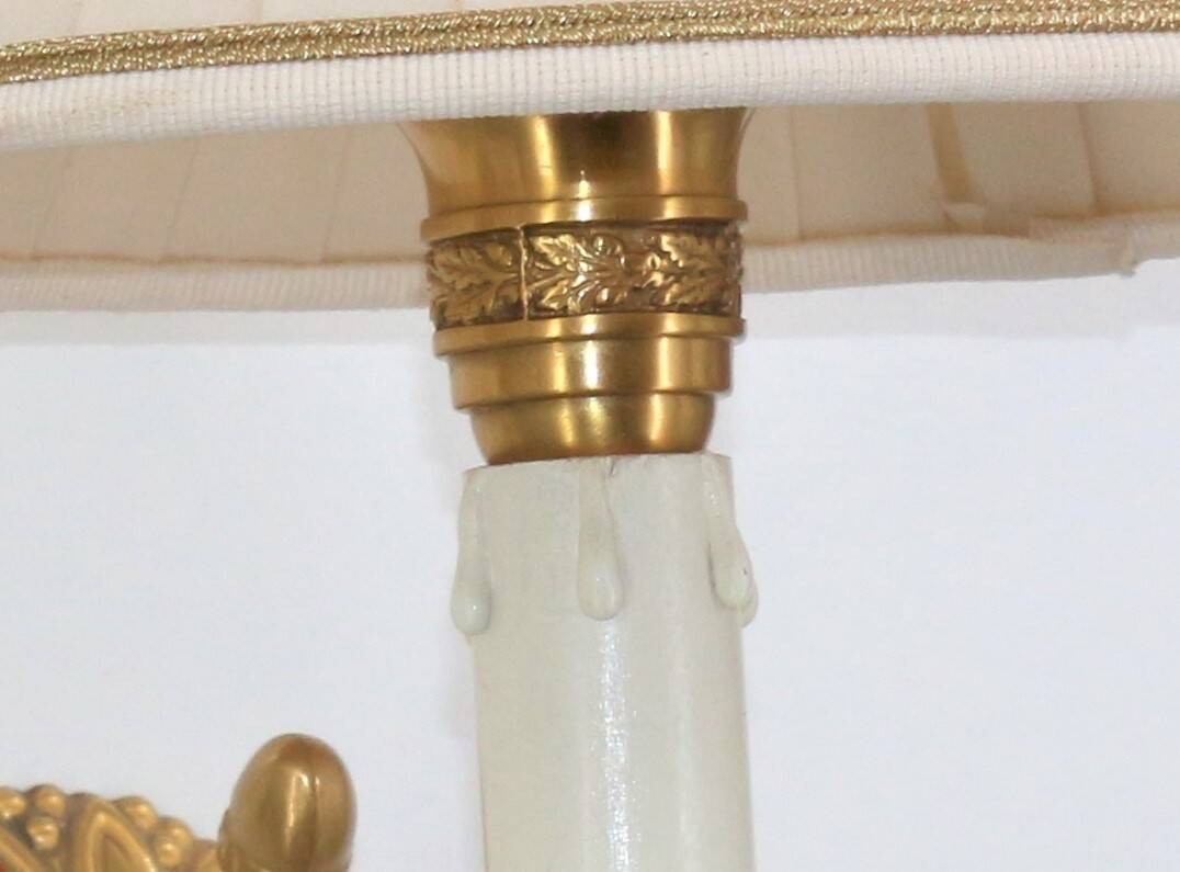 Pair of Twisted Gilt Bronze Wall Lamp & Pleated Lampshade