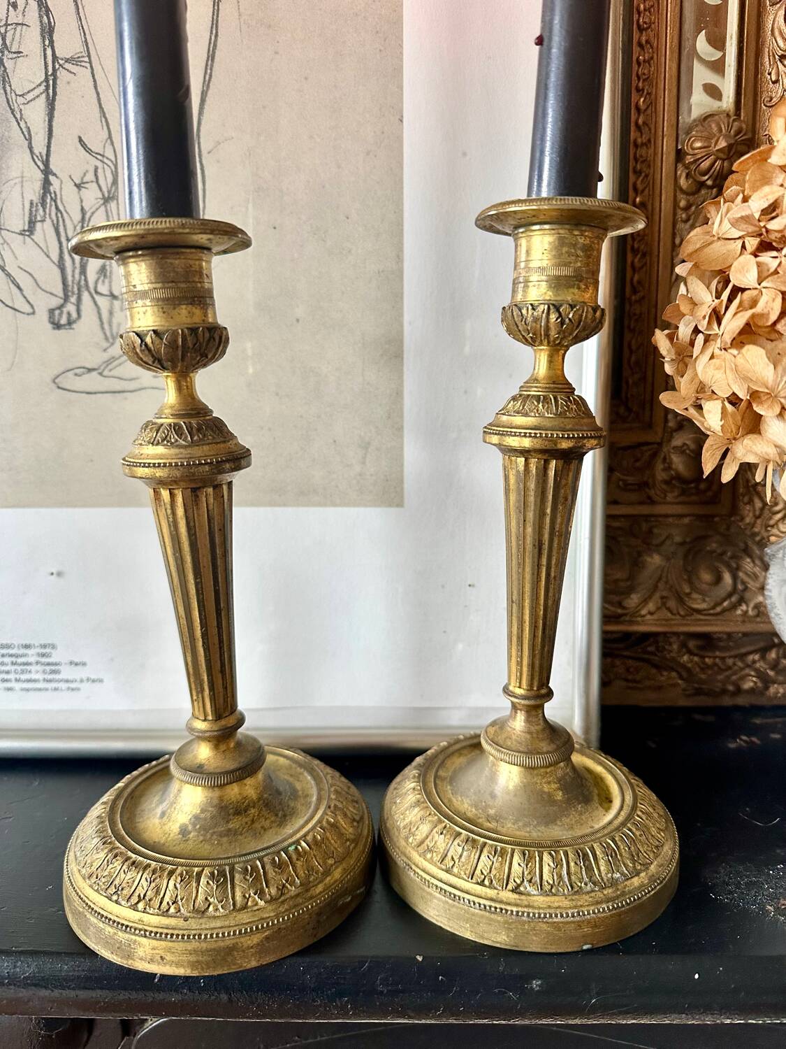 Pair of bronze candlesticks