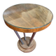 Petite table guéridon bois et chrome 1930 avec un verre