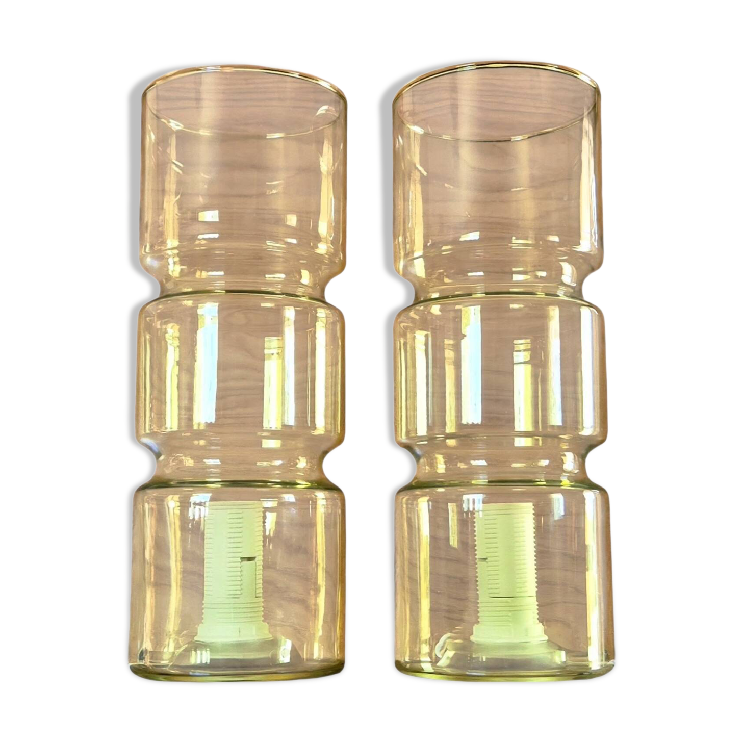 2 Fitz model lamps in yellow glass, Habitat edition.
