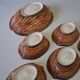 Very nice fruit service in the shape of walnut shells in very good condition.