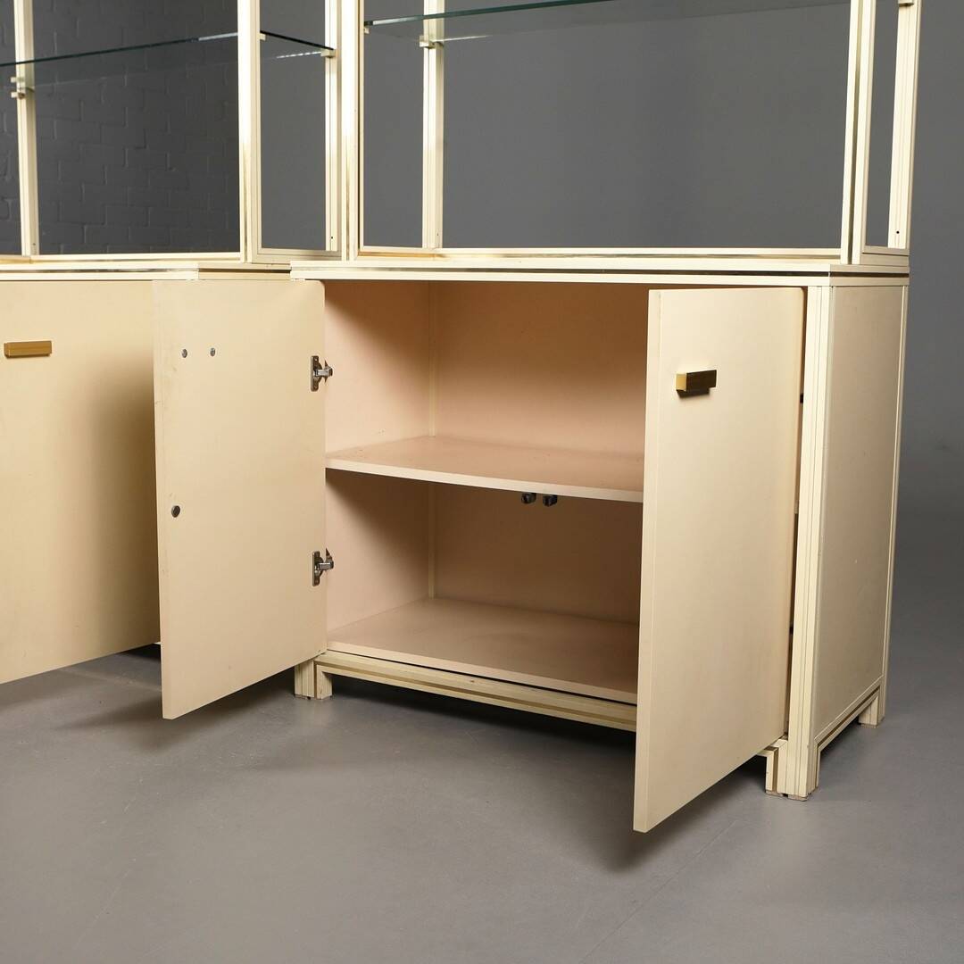 1970s Pierre Vandel Display Cabinet Shelving Cream and Brass