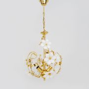 Vintage flower chandelier in Murano glass and brass with 2 burners. Year 70