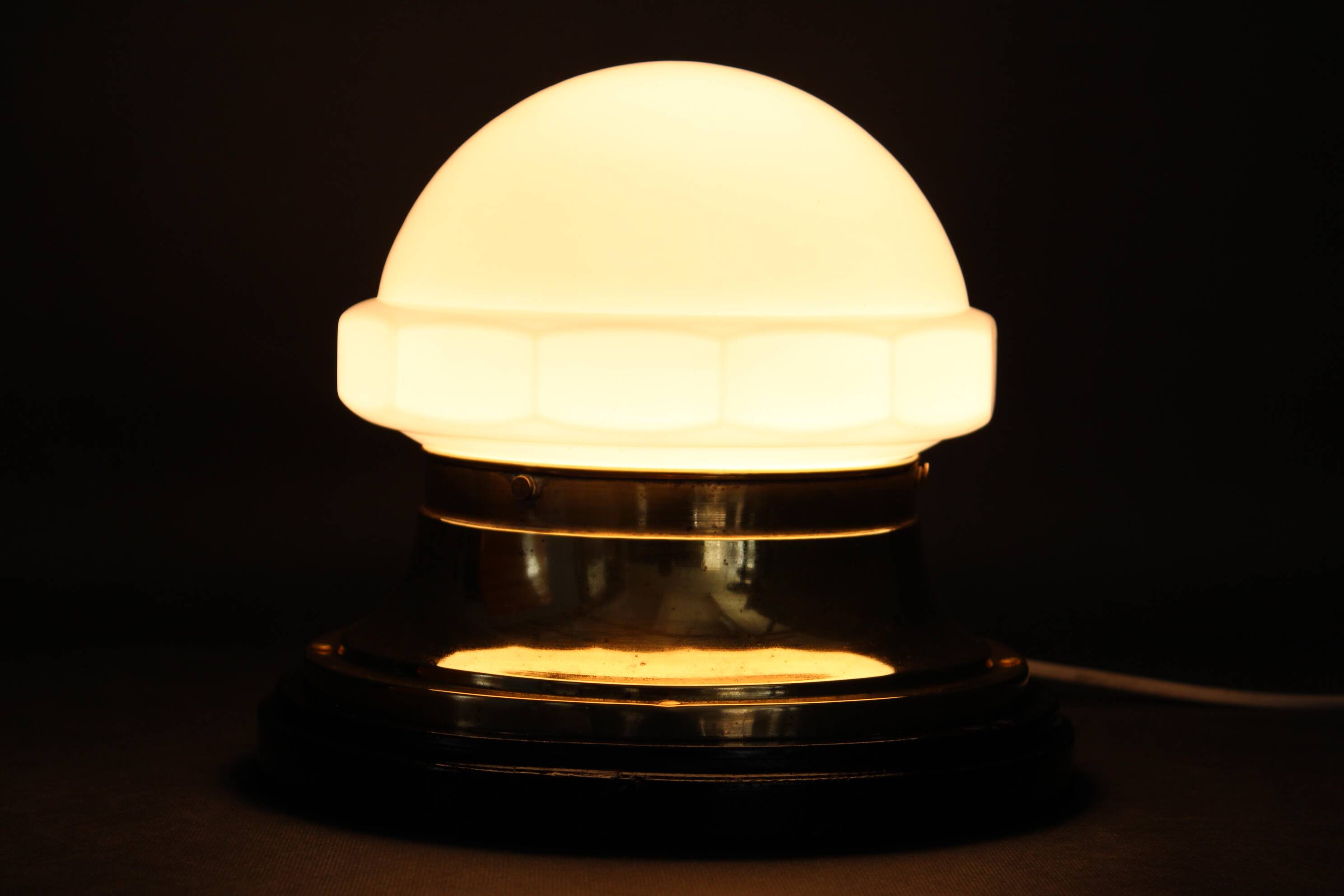 1920s Secession Brass and Glass Table lamp, Czechoslovakia