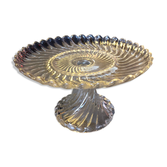 Compotier en verre moulé torsadé