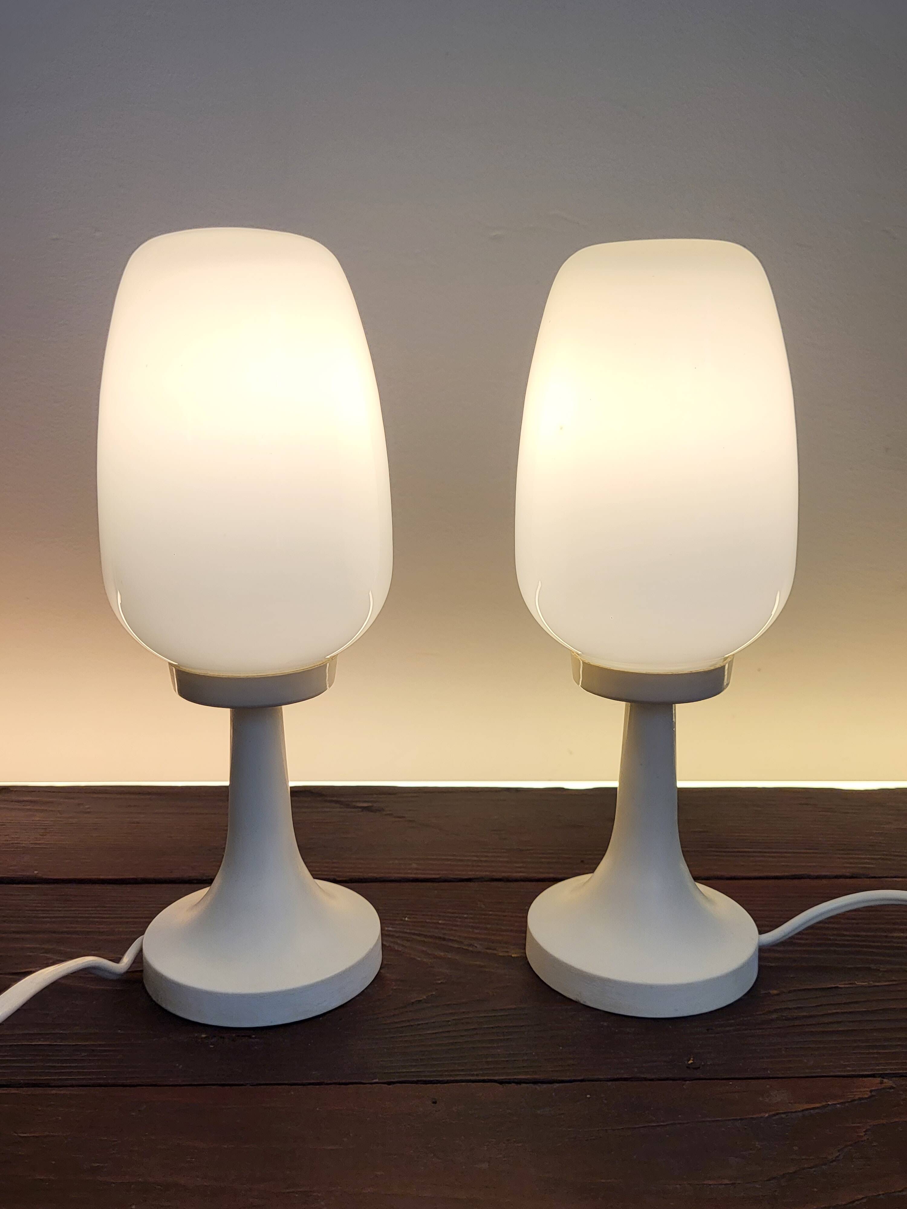 Lampes de table Space Age blanches, années 1960
