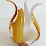Mid-Century Modern Murano Glass Vase, Amber & Opal, Italy, 1960s