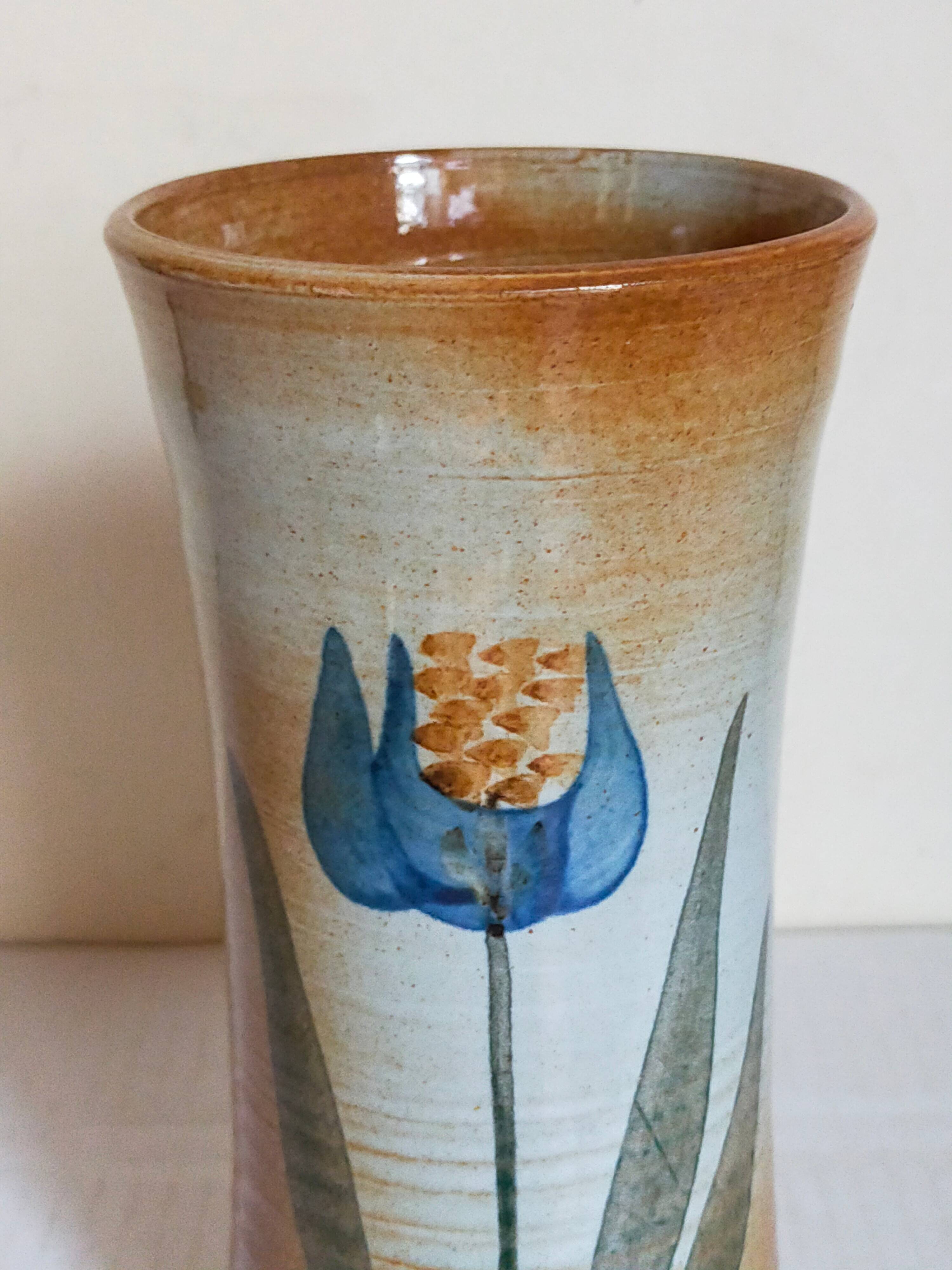 Vintage enameled stoneware potter's diabolo vase