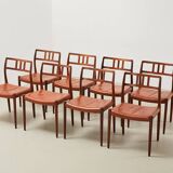 Niels Otto Moller Set of 8 Model 79 Dining Chairs in Rosewood and Leather for JL Mollers 1966