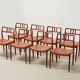 Niels Otto Moller Set of 8 Model 79 Dining Chairs in Rosewood and Leather for JL Mollers 1966