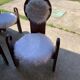 Set of 4 vintage dining chairs in brown pine and white fur by Szedleczky (1970s)