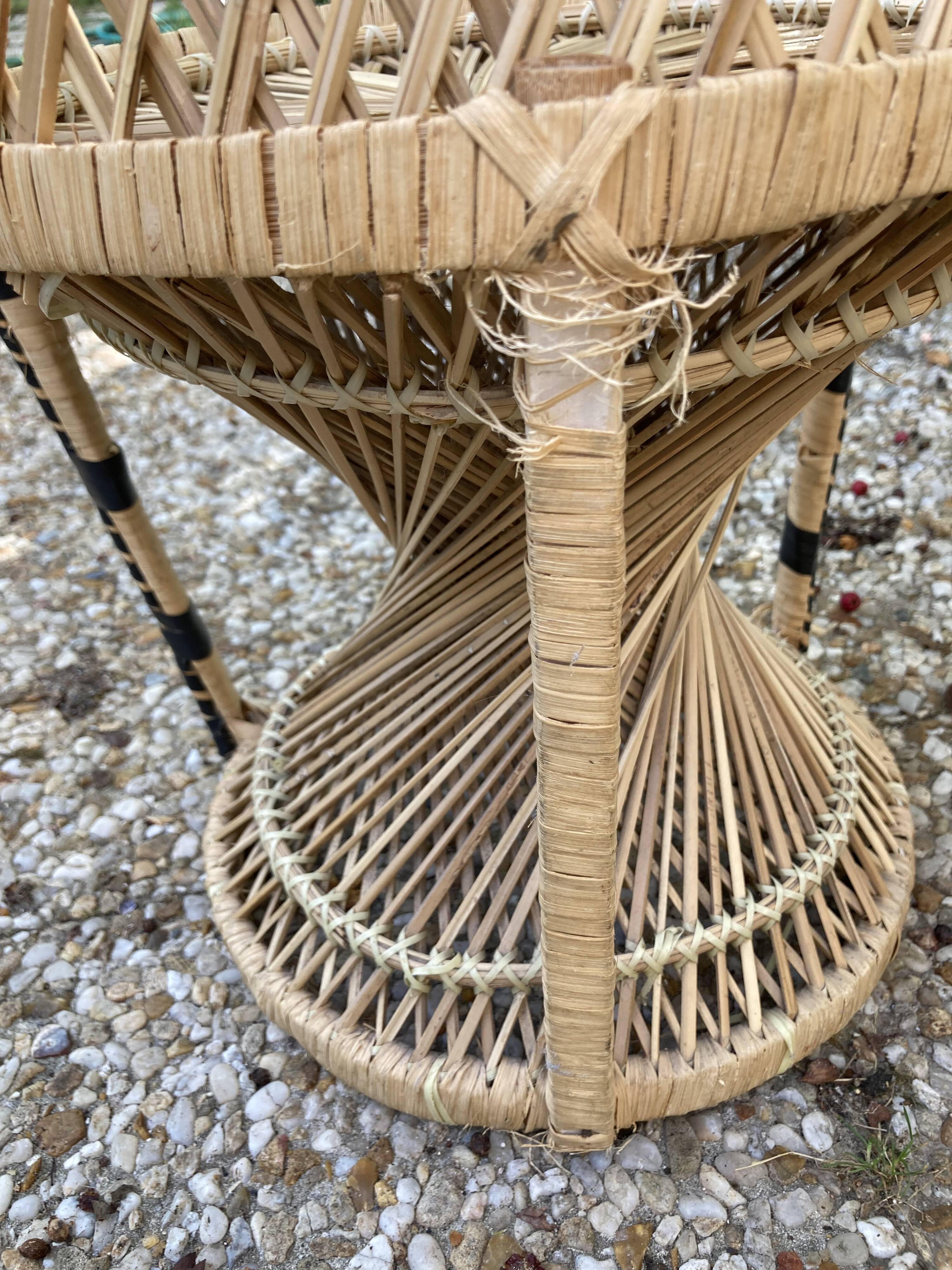 Set of 3 vintage rattan armchairs
